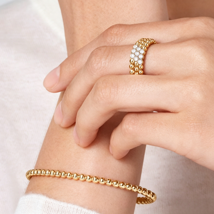 [Aura Jewels] THREE-ROW DIAMOND RING