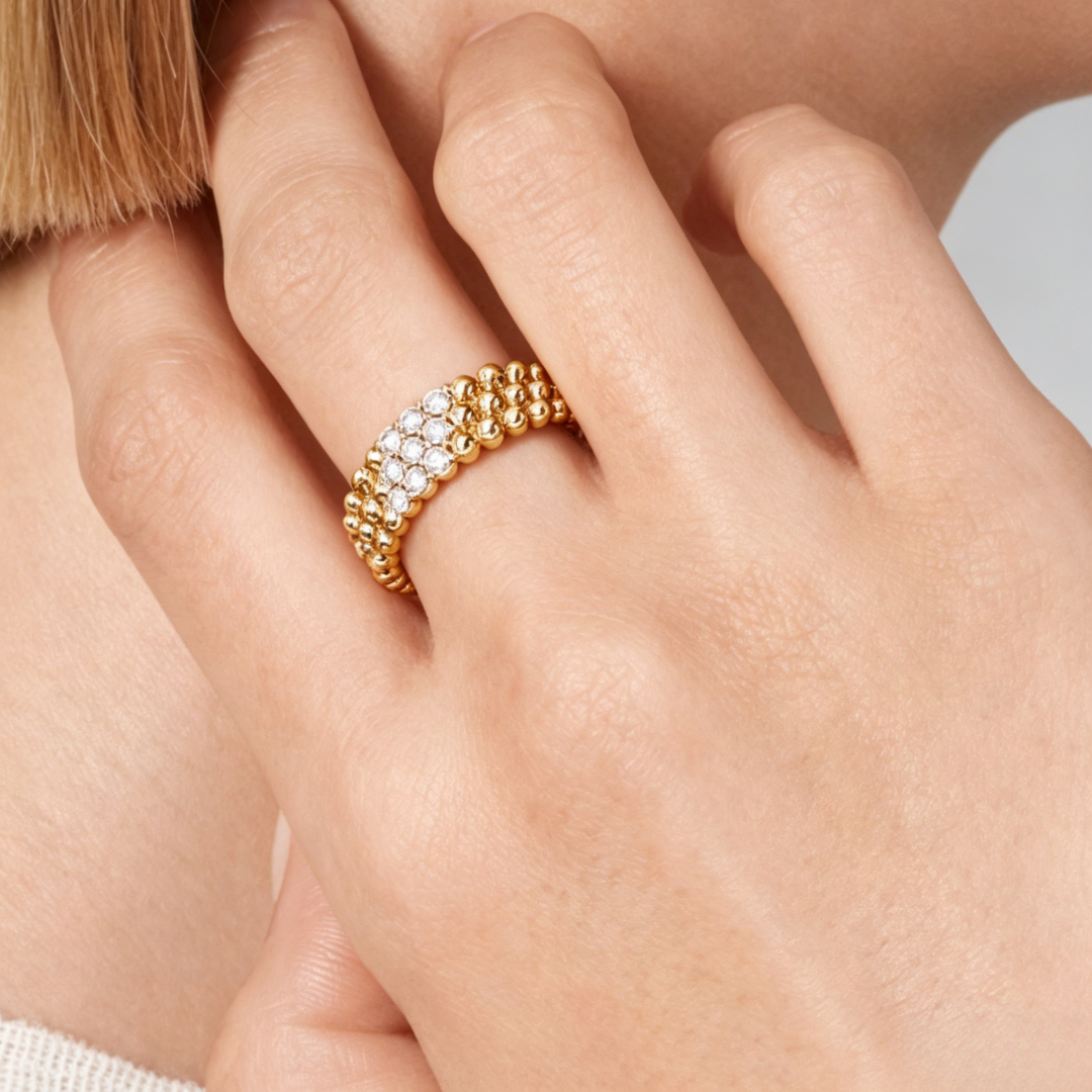 [Aura Jewels] THREE-ROW DIAMOND RING