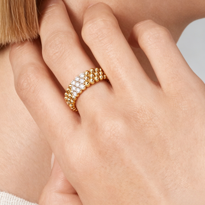 [Aura Jewels] THREE-ROW DIAMOND RING