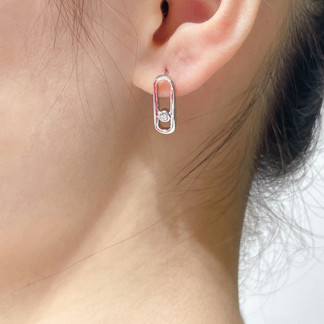 [Aura Jewels]MOVE UNO SMALL 1 DIAMOND EARRINGS