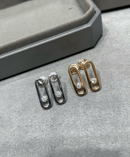 [Aura Jewels]MOVE UNO SMALL 1 DIAMOND EARRINGS