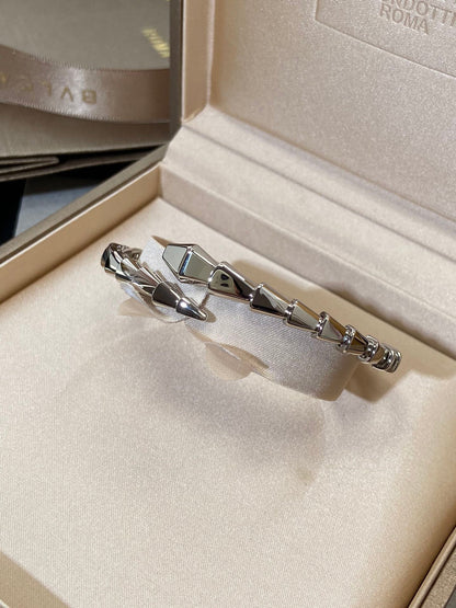 [Aura Jewelry]Viper Silver No‑Diamond Snake Bracelet
