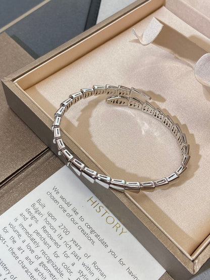 [Aura Jewelry]Viper Silver No‑Diamond Snake Bracelet