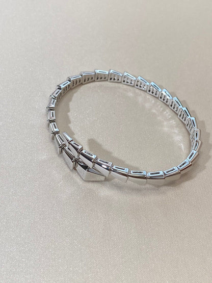 [Aura Jewelry]Viper Silver No‑Diamond Snake Bracelet
