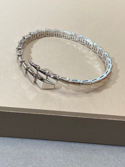 [Aura Jewelry]Viper Silver No‑Diamond Snake Bracelet